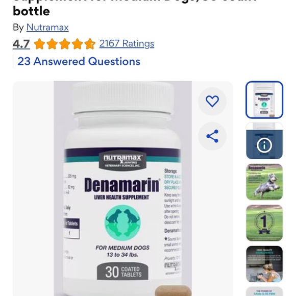Denamarin liver health supplement for medium dog. (Nutramax laboratories) - Picture 8 of 8